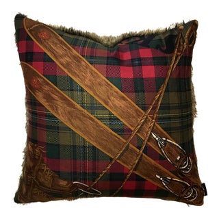 Ralph Lauren Ski Weekend Vintage Wool Scarf Pillow For Sale