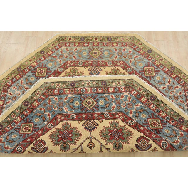 Kazak Rug 6′ X 6′ Beige Wool Tribal Hand-Knotted Oriental Carpet For Sale - Image 12 of 13