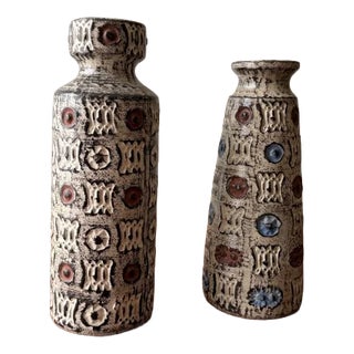 Mid-Century 615/25 and 617/28 Vases from Spara Schamotte Keramik, Set of 2 For Sale