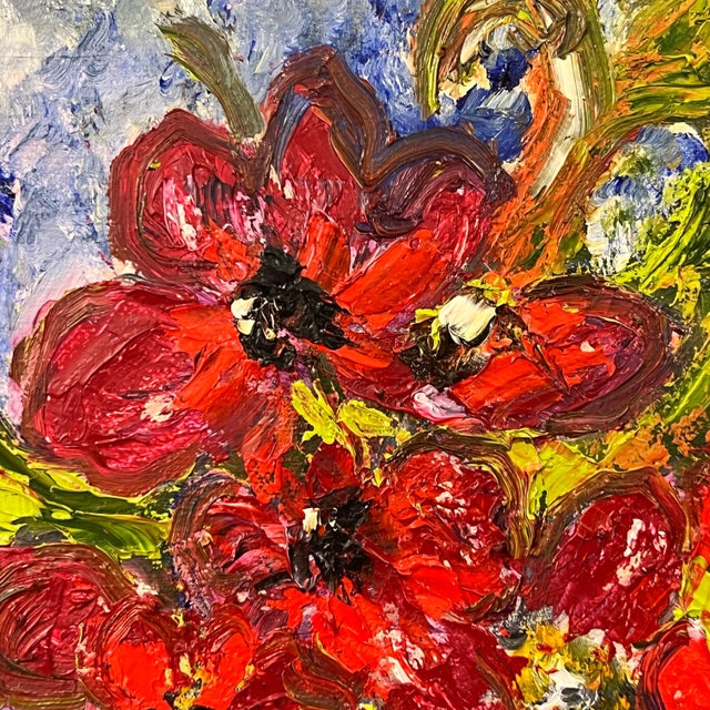Rose Elizabeth MoorcroftExpressive Still Life Painting Red Rose Flowers 'Red for Love' by British Artist, 2000 For Sale - Image 11 of 12