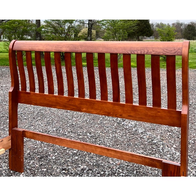 Keller Oak Slat Sleigh Bed Queen Size Chairish