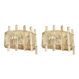 Cut Crystal Mid Century Sconces - a Pair For Sale