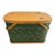 Mid 20th Century Hawkeye Green and Tan Woven Picnic Hamper by Burlington Basket Co. For Sale