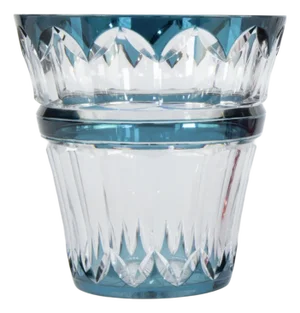 Blue Clear Cut Crystal Vase from Val Saint Lambert, 1950s
