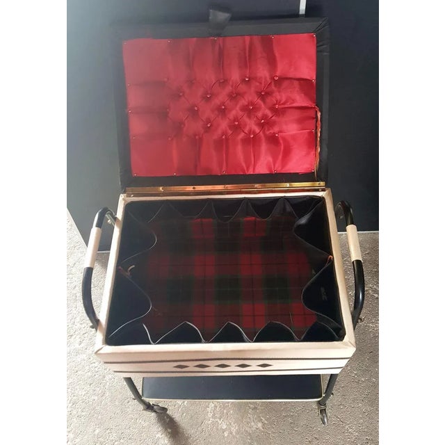 Mid-Century Modern Vintage White & Black Skai Leather Sewing Table, 1950s For Sale - Image 3 of 7