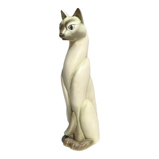 Large Retro Siamese Cat Ceramic Sculpture For Sale