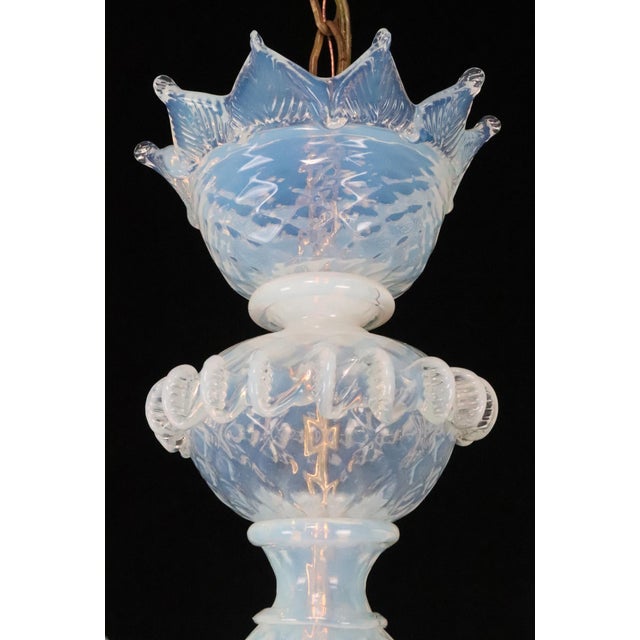Vintage Opalescent Murano Style Glass Chandelier For Sale In New York - Image 6 of 14