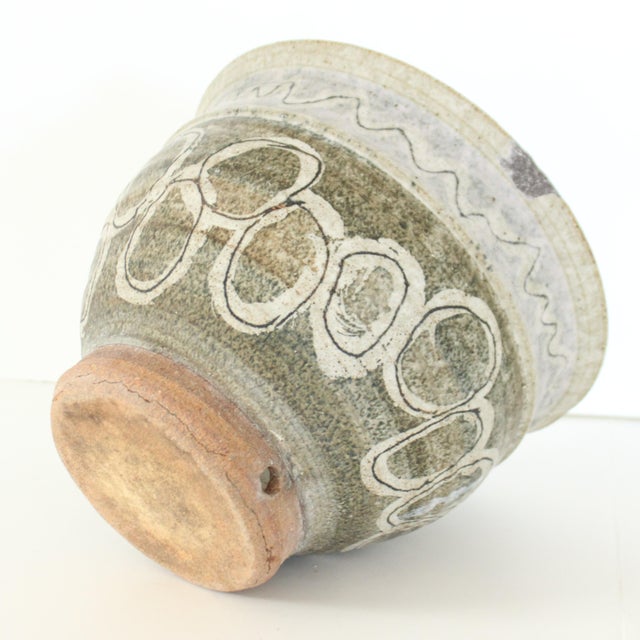 Swirl Motif Mid-Century Art Pottery Planter/Mended For Sale - Image 4 of 8