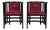 Hungarian Secessionist Lounge Armchairs in Burgundy Velvet with Black Lacquered Frames, 1920s, Set of 2 For Sale