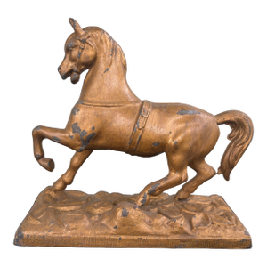 Vintage Cast Metal Horse Sculpture With Original Gilt Finish