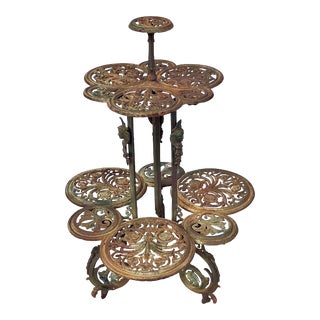 19th Century Victorian Art Nouveau Cast Iron 3-Tier Plant Stand For Sale