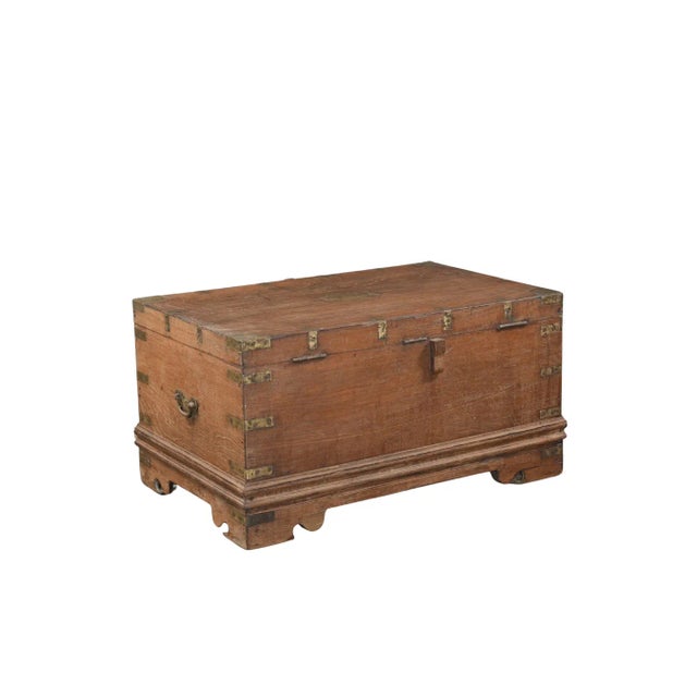 1900 - 1909 Antique Anglo/Indian Teakwood Blanket Chest/Small Coffee Table For Sale - Image 5 of 5