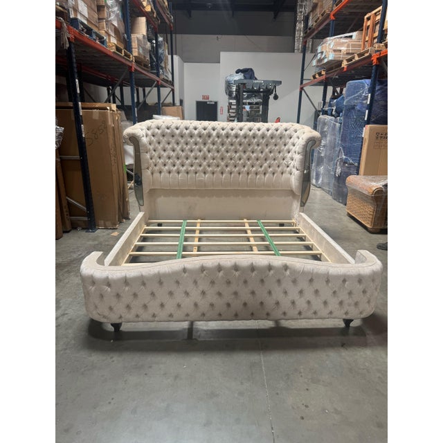 Ivory Bridgitte Ivory Mirror Bed by Haute House - King Size For Sale - Image 8 of 12