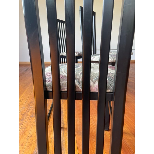 Vintage Italian Postmodern Slat Back Black Dining Chairs, Set of 6 For Sale - Image 9 of 12