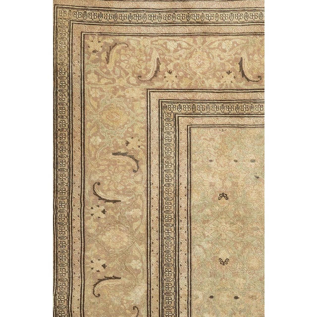 Zabihi Collection Light Green Elegant Antique Persian Tabriz Rug For Sale - Image 4 of 18
