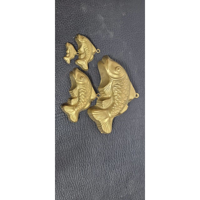 1970s Vintage Brass Fish Mold Wall Hanging- Set of 4 For Sale - Image 4 of 6