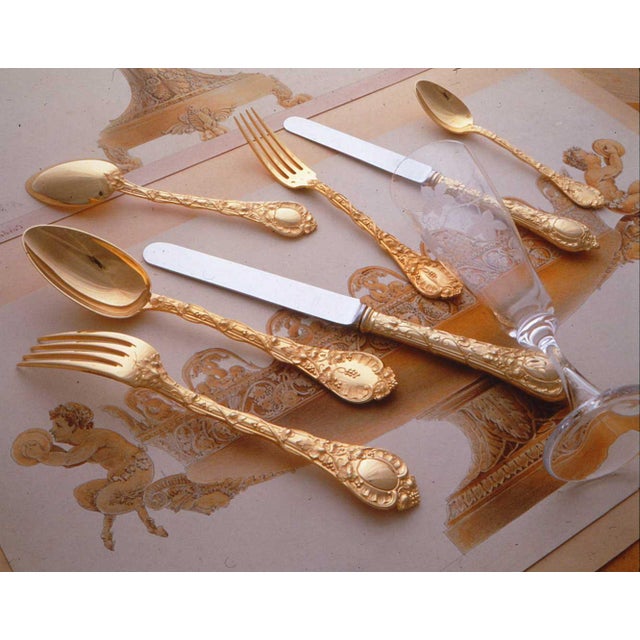 Ref # 17 6020/Gilt - Pattern :17- Demidoff Description : Odiot, Paris Wonderful Sterling Silver 3-pc Dessert-Setting, 17-...