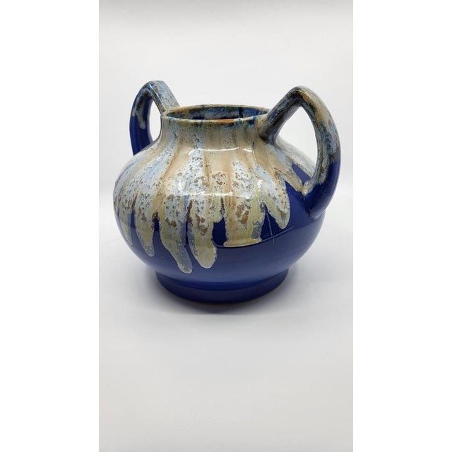 Art Deco French Alphonse Mouton Vases Called Alpho in Blue Ceramic, 1930s, Set of 2 For Sale - Image 13 of 18