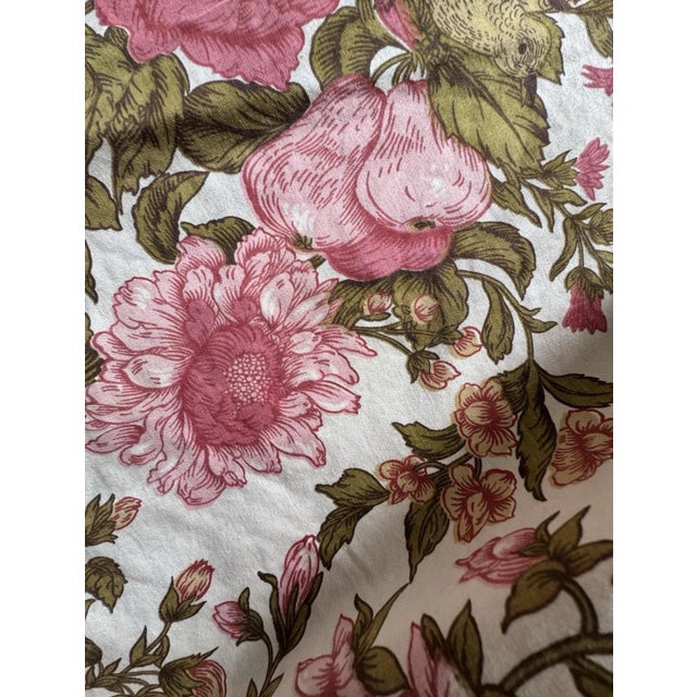 Exquisite vintage mid-century drapery panels sewn from high-quality cotton sateen decorator fabric, featuring a rare...