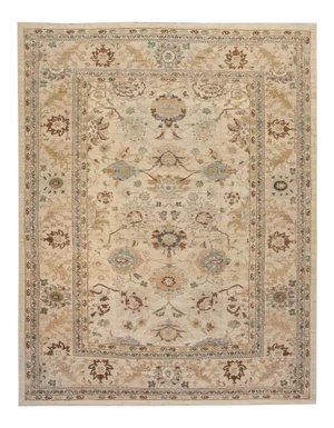 21st Century Sultanabad Beige Handmade Persian Wool Rug With Floral Motif