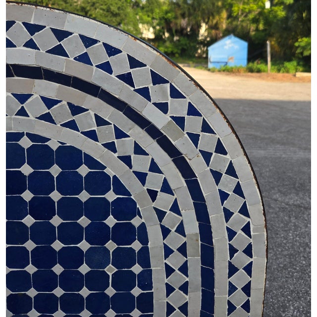 Blue and White Arched Moroccan Mosaic Tile Fountain For Sale - Image 4 of 6
