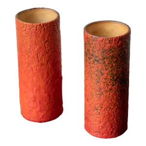 West German Fat Lava Vases - a Pair