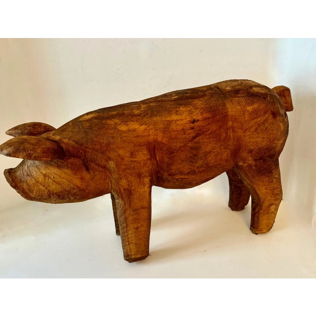 Early 20th Century Hand Carved Folk Art Standing Pig For Sale - Image 11 of 12