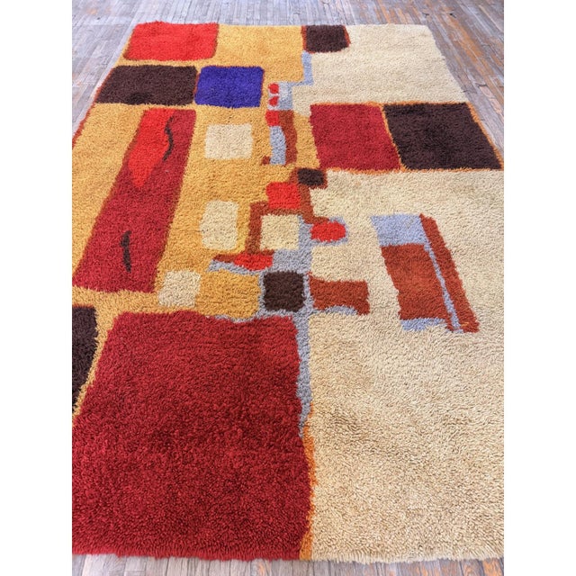 Art Deco 1920s Multicolor Geometric Modern Antique European Art Deco Room Sized Wool Rug For Sale - Image 3 of 6