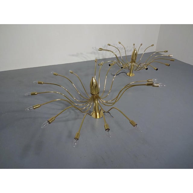 Hollywood Regency Large Italian Brass Chandelier, 1960s For Sale - Image 3 of 16