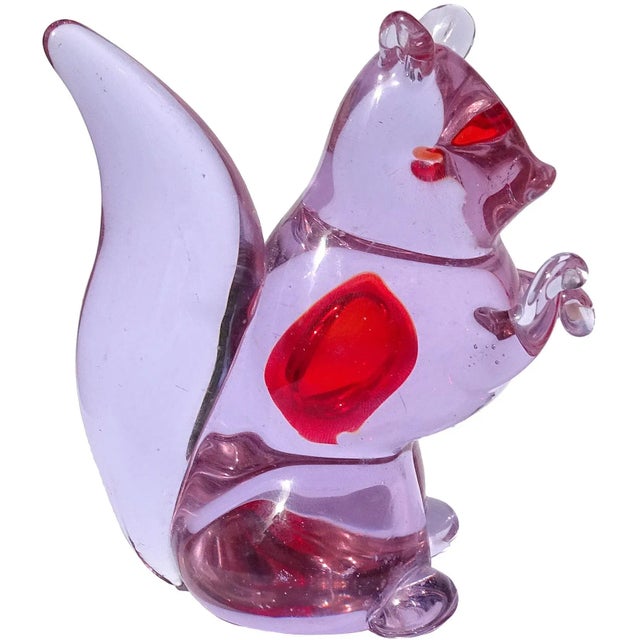 Mid 20th Century Murano Cenedese Antonio Da Ros Vintage Alexandrite Purple Red Heart Italian Art Glass Squirrel Figurine For Sale - Image 5 of 5
