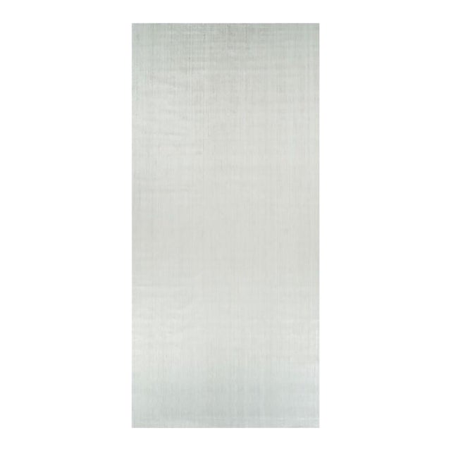 Rug & Kilim’s Oversized Textural Rug in Solid White and Silver-Gray Striae - 11x24 For Sale