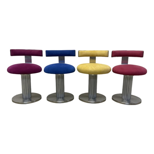 Design for Leisure Art Deco Revival Low Counter Swivel Stools - Set of Four For Sale