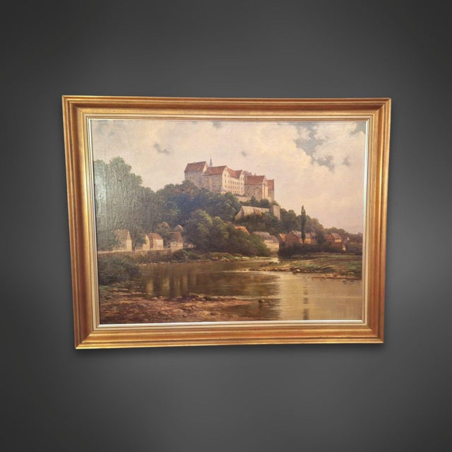 Franz Becker, Colditz Castle, 1926, Oil Painting on Canvas, in Flawless conditions. Designed 1920 to 1949 This piece has...