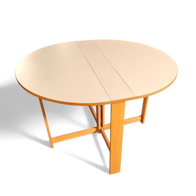 Vintage Scandinavian Folding Dining Table with Side Leaves and White Formica Top For Sale - Image 5 of 18