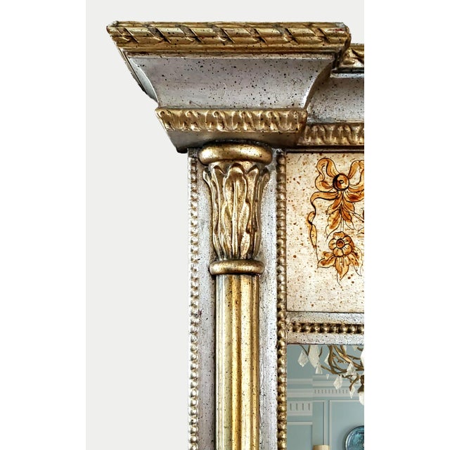Neoclassical Silver & Gold Leaf Trumeau Wall Mirror by La Barge, Italy 1960s For Sale In Miami - Image 6 of 14