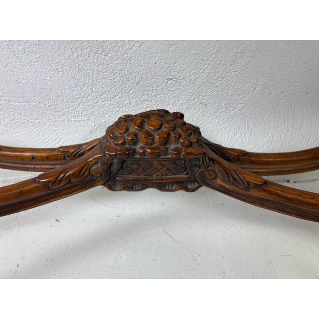 Wood Antique Italian Marble Topped Hand Carved Walnut Console For Sale - Image 7 of 12