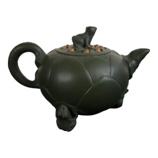 Chinese Yixing Zisha Lotus Flower Frogs Teapot For Sale