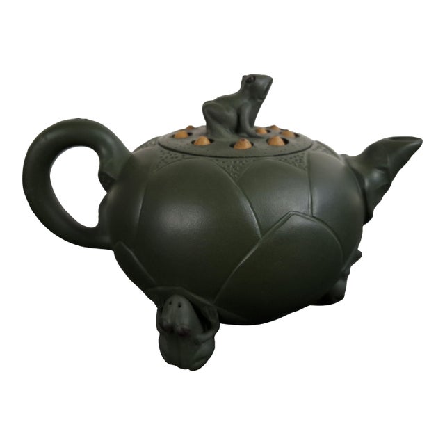 Chinese Yixing Zisha Lotus Flower Frogs Teapot For Sale