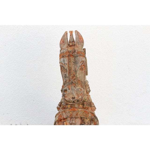 Large Antique Indian Ceremonial Carved Horse For Sale - Image 4 of 11