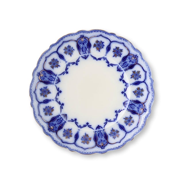 Victorian Antique Flow Blue 'Eclipse' Pattern Plates, Set of 5 For Sale - Image 3 of 3