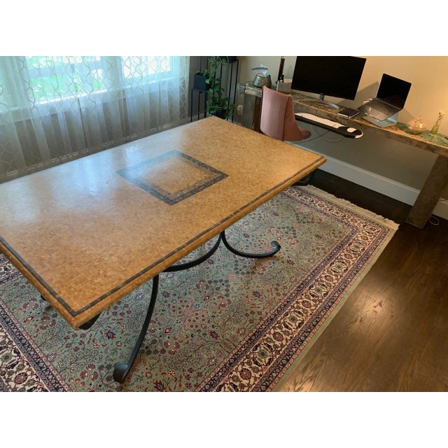 Arhaus Italian Travertine Mosaic Dining Table With Hand-Forged Iron Base – 72” For Sale - Image 9 of 12