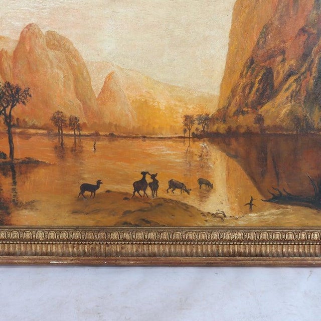 Monumental Antique Hudson River School Oil on Canvas Southwestern Landscape For Sale - Image 14 of 16