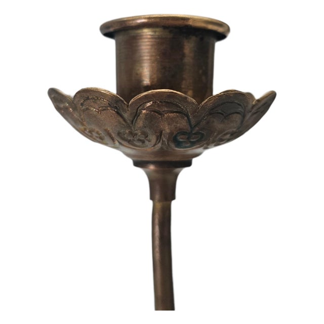 Metal French Art Nouveau Brass Lily Botanical Candelabra, 5-Light, Early 20th Century 15" For Sale - Image 7 of 10
