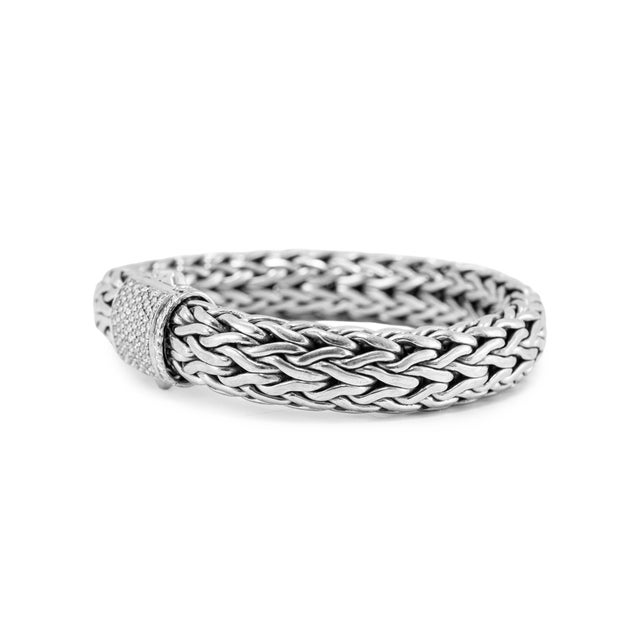 Modern John Hardy Classic Icon 0.69ct Round Diamond Pave Sterling Silver Link Bracelet For Sale - Image 3 of 8