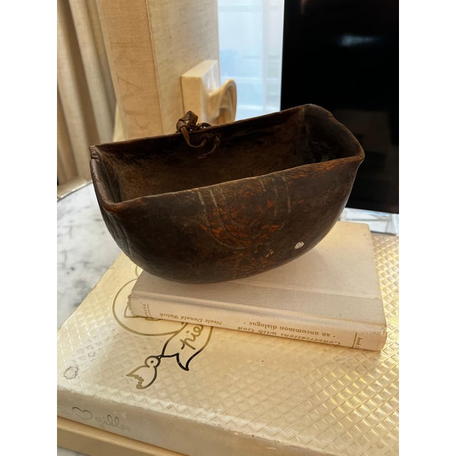 African Tribal Art Hand-carved Wood Bowl with Unique Designed Characteristics For Sale - Image 4 of 12