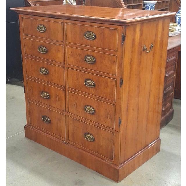 Late 20th Century Late 20th Century Federal Style Yew Wood Double Door Side Cabinet For Sale - Image 5 of 11