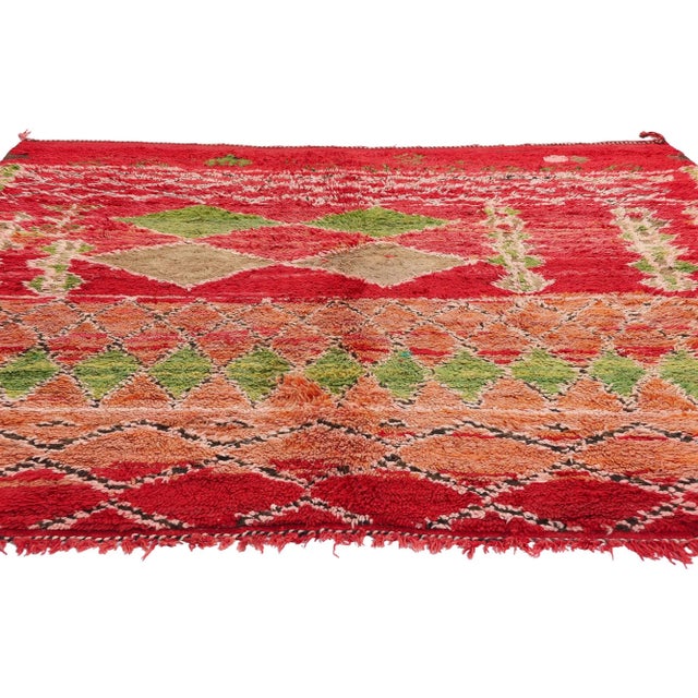 Tribal Vintage Red Beni M'Guild Moroccan Rug - 06'06 X 06'06 For Sale - Image 3 of 9