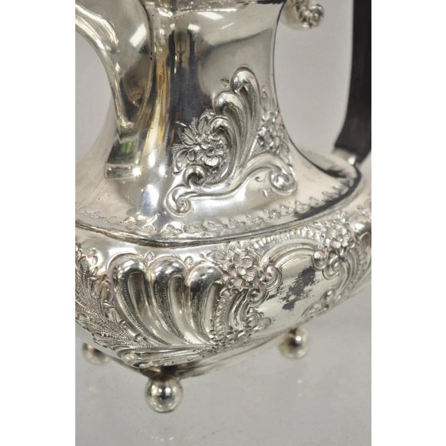 Antique English Victorian Silver Plated Floral Repousse Coffee Pot Teapot For Sale - Image 11 of 11