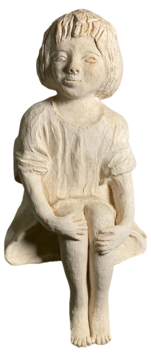 Art Deco Plaster Sitting Woman Sculpture, France, 1930