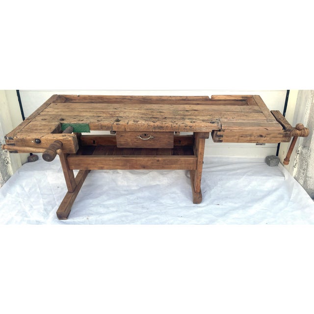 Carpenters Workbench with Drawer and Trough, 1900s For Sale - Image 14 of 18